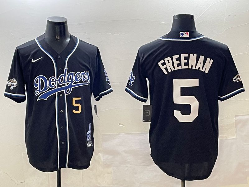 Men Los Angeles Dodgers #5 Freeman Black Fashion Game 2025 Nike MLB Jersey style 3065